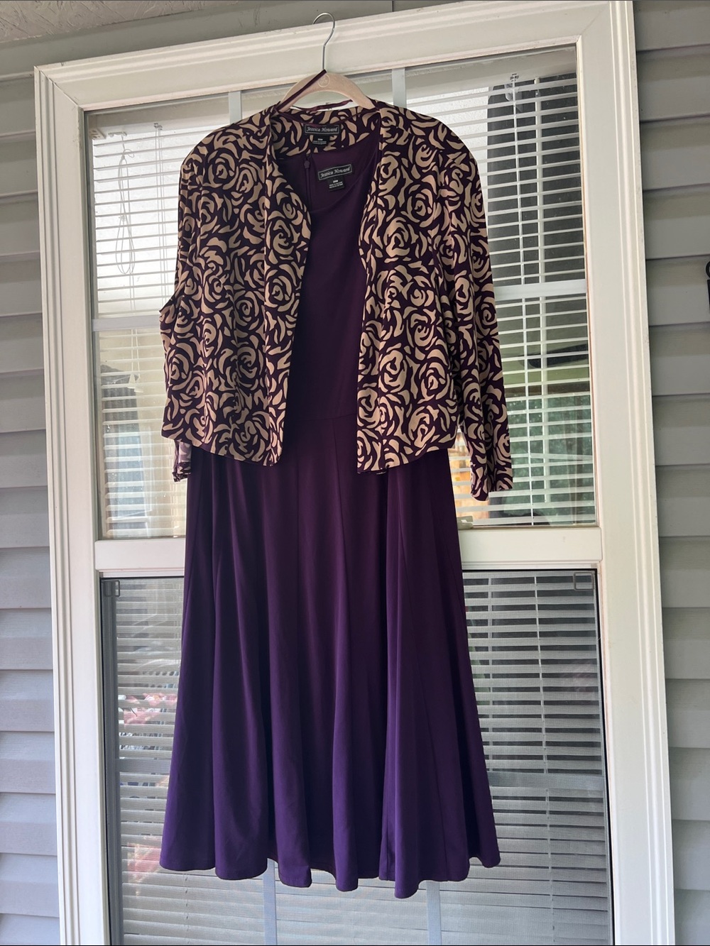 Jessica Howard Purple Midi Dress with Cream and Purple Floral Jacket